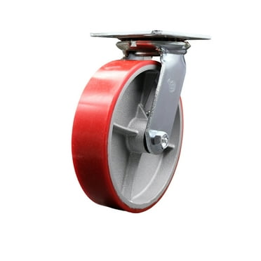 8 Inch Heavy Duty Red Poly on Cast Iron Swivel Caster with Roller Bearing SCC