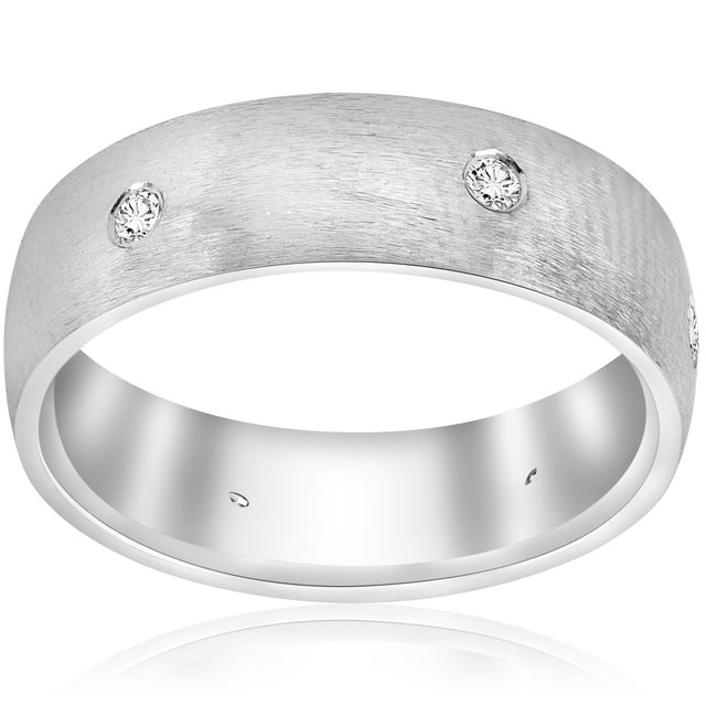 Bague de Mariage en Or Blanc avec Diamant Brossé pour Hommes et Femmes