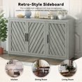 thumbnail image 3 of Buffet Cabinet, Atumon Accent Cabinet with 3 Doors, Farmhouse Buffet Cabinet with Adjustable Shelves, Wood Cabinet Furniture for Kitchen Dining Room Living Room, 60"L x 15.7"W x 34.3"H, Gray, 3 of 10