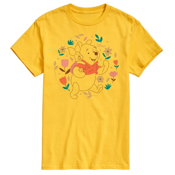 Winnie the Pooh - Pooh and Piglet Playing in Flowers - Men's Short Sleeve Graphic T-Shirt