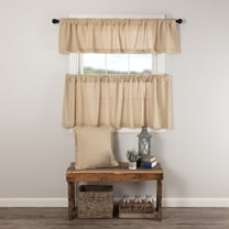 VHC Brands Burlap Vintage 3 PC Tan Curtain Set (1 Valance 16x72 and 2 Tier 24x36)