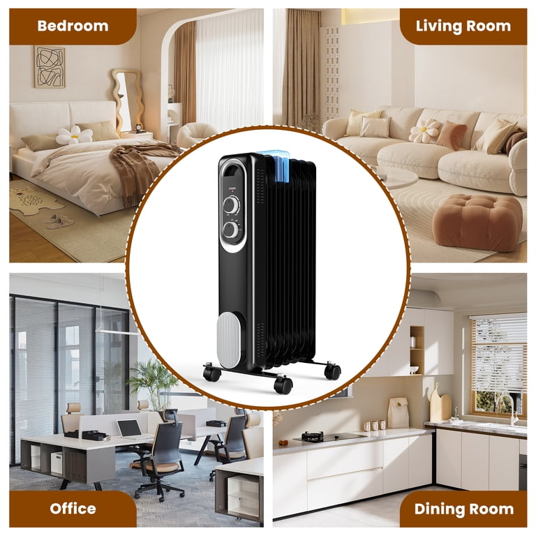 edx 1500W Oil Filled Radiator Space Heater, Black photo 4