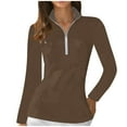 thumbnail image 2 of Ozmmyan Women's Lightweight Sportswear V-neck Zip Running Track Jacket Baseball Long Sleeve Workout Slim Fit Yoga Sportswear Pullover Breathable Sweat Wicking Functional Suit Top, 2 of 5