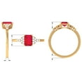 thumbnail image 5 of Emerald Cut Lab Created Ruby Ring with Diamond for Women (5X7 mm), 10K White Gold, US 4.00, 5 of 9