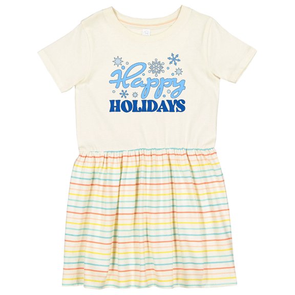 Inktastic Happy Holidays Blue Snowflakes Girls Toddler Dress