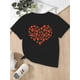 thumbnail image 1 of Camiseta con estampado de corazón de fresa para niña: tejido elástico, cómodo y transpirable, cuello redondo informal para primavera/verano., 1 of 7