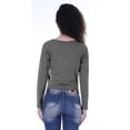 thumbnail image 4 of Moomaya Womens Full Sleeves Front Knot Crop Top Summer Tshirt Plain Tee Tops, 4 of 8