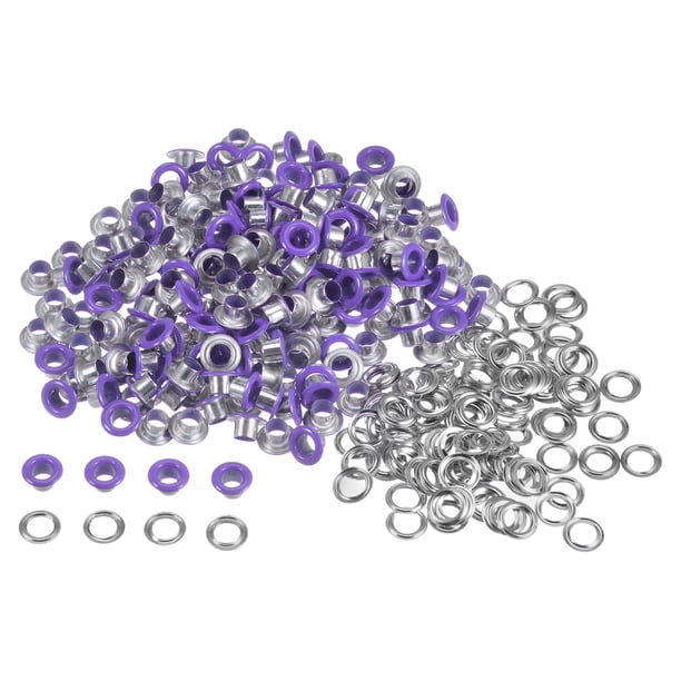Kit de ojales de metal de diferentes tamaños y colores con arandelas moradas de 4.5 mm