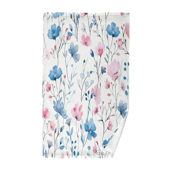 Pure Cotton Face Towel 16x28 Inches Hand Towel Bath Towel Hand Bath Towels Soft Good Water Absorption for Washing Face Wiping Face Blue Pink Flowers