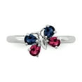 thumbnail image 4 of Created Ruby and Created Sapphire Sterling Silver Butterfly Ring, 4 of 5