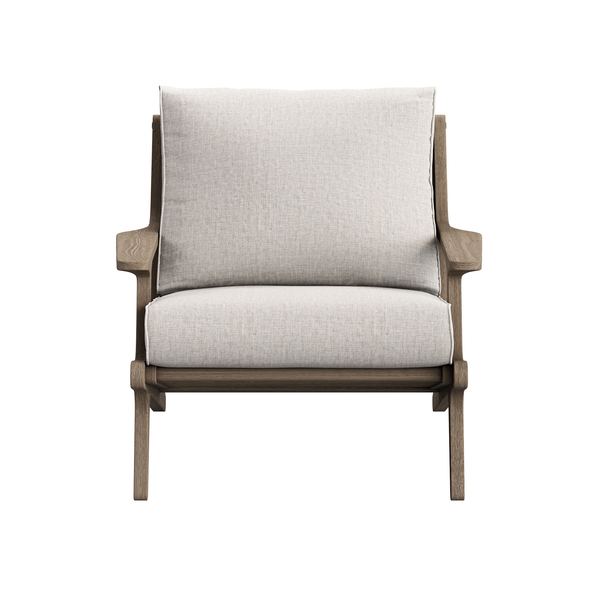 Saratoga Outdoor Teak Wood Armchair in Weathered Gray Pebble