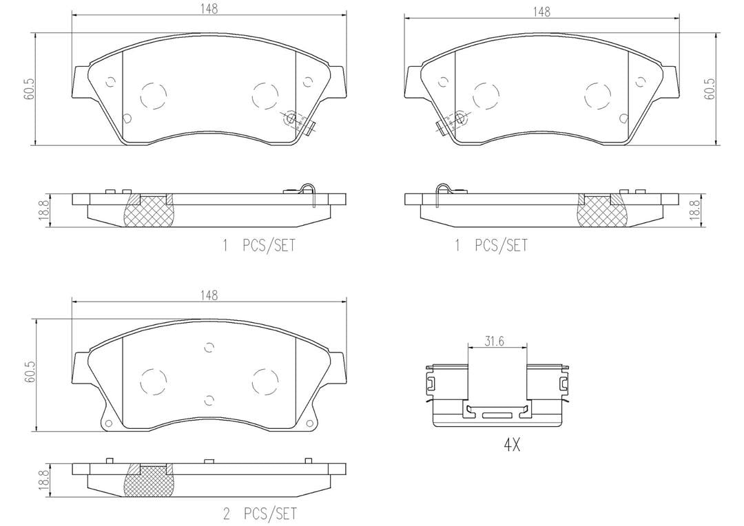 Brembo P59076N Premium NAO Ceramic OE Equivalent Pad