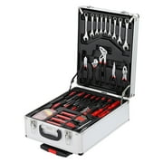 799pcs Aluminum Trolley Case Tool Set, Tool Box With Mechanic Travel Tool Kit Wrenches Socket Trolley Standard Metric Hand Tool Kit With Case Box Organize Castors Trolley, Adjustable Wrench, Pliers