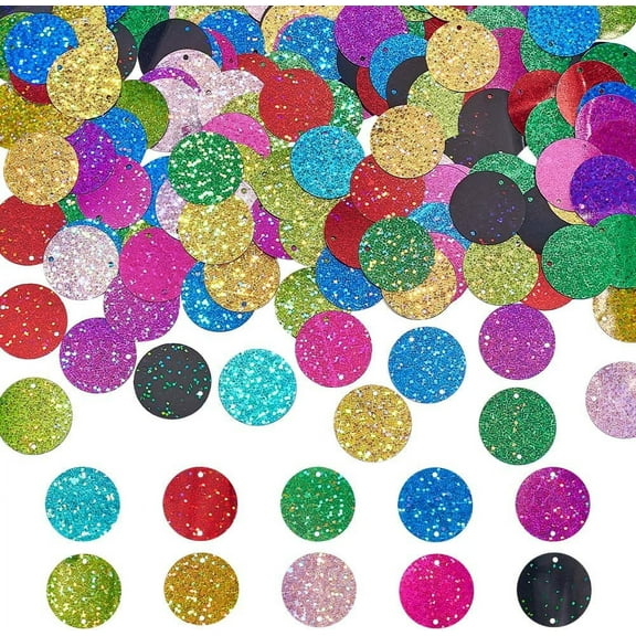 300pcs 10 Colors Large Sequins for Crafts 29mm Loose Glitter Foil Sequins Flat Round Sequin Paillettes Bright Flake for Halloween Christmas Birthday Wedding Festival Party DIY