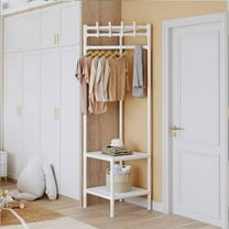 Miogawg Coat Rack, Portable Closet Clothing Racks, Heavy Duty Freestanding Wardrobe Laundry With Shelves Black, Corner Storage Organizer For Entryway, Hallway, Bedroom