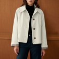 thumbnail image 2 of Unir Casual Turn-Down Collar Short Jacket for Women, Button Front, Relaxed Fit Everyday Polyester Outerwear with Pockets, 1 Piece, S-XXL, Plus Size Friendly, 2 of 6