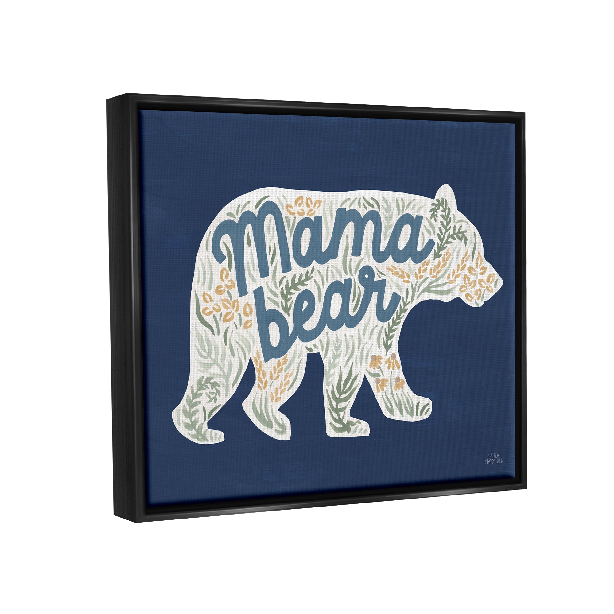 Stupell Industries Blue Mama Bear Botanicals Botanical & Floral Painting Black Floater Framed Art Print Wall Art, 21 x 17