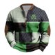 thumbnail image 1 of Penkiiy Día de San Patricio Shamrock Patch Chest Print 1/4 Zip Sweatshirt S Army Green, 1 of 5