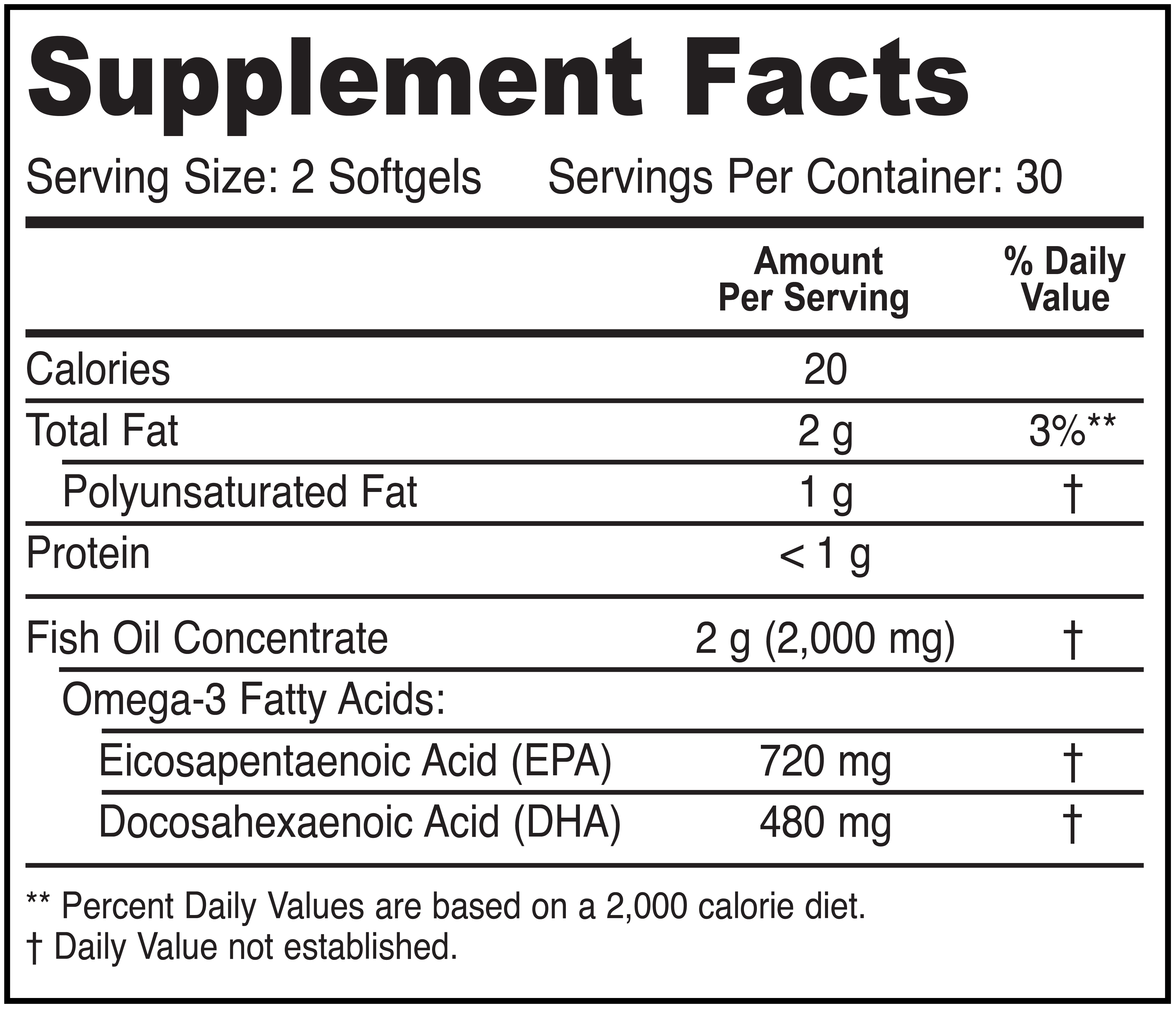 Halal Fish Oil Softgels 60 Ct, Double Strength - Halal Omega 3 Fish Oil Supplements. Wild Caught