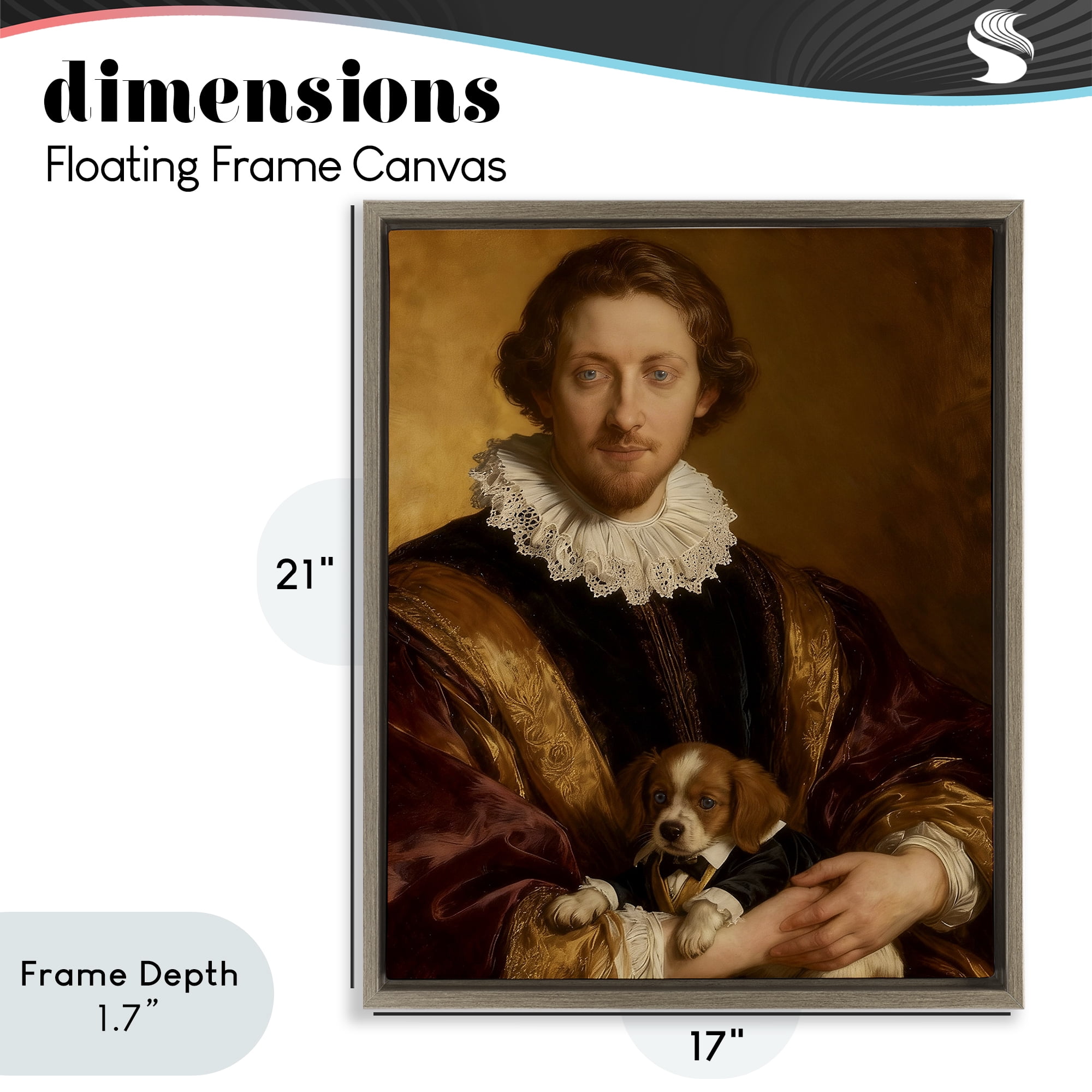 Stupell Industries Renaissance Noble with Loyal Companion Brown Framed Floater Canvas Wall Art, design by CAD Designs