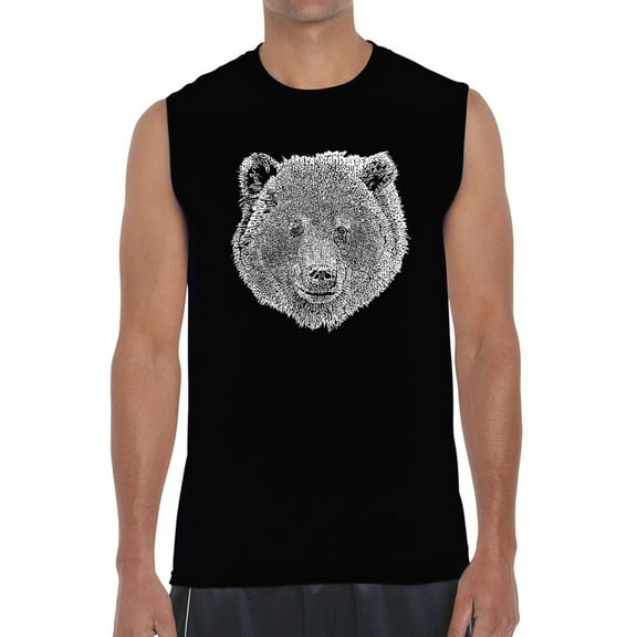 Men's Word Art Sleeveless T-shirt - Bear Face