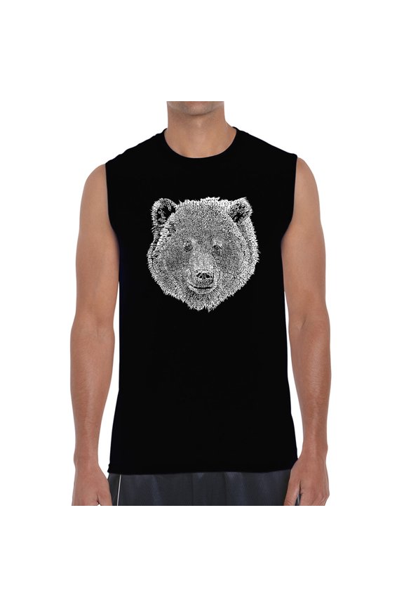 Men's Word Art Sleeveless T-shirt - Bear Face