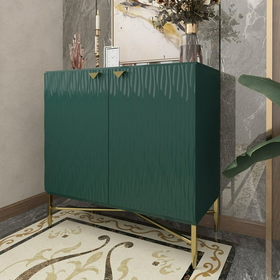 Boyel Living Sideboard Buffet Cabinet with Doors & Shelves, Modern Accent Cabinet Kitchen Storage Cabinet, Green Storage Credenza for Entryway Living Room