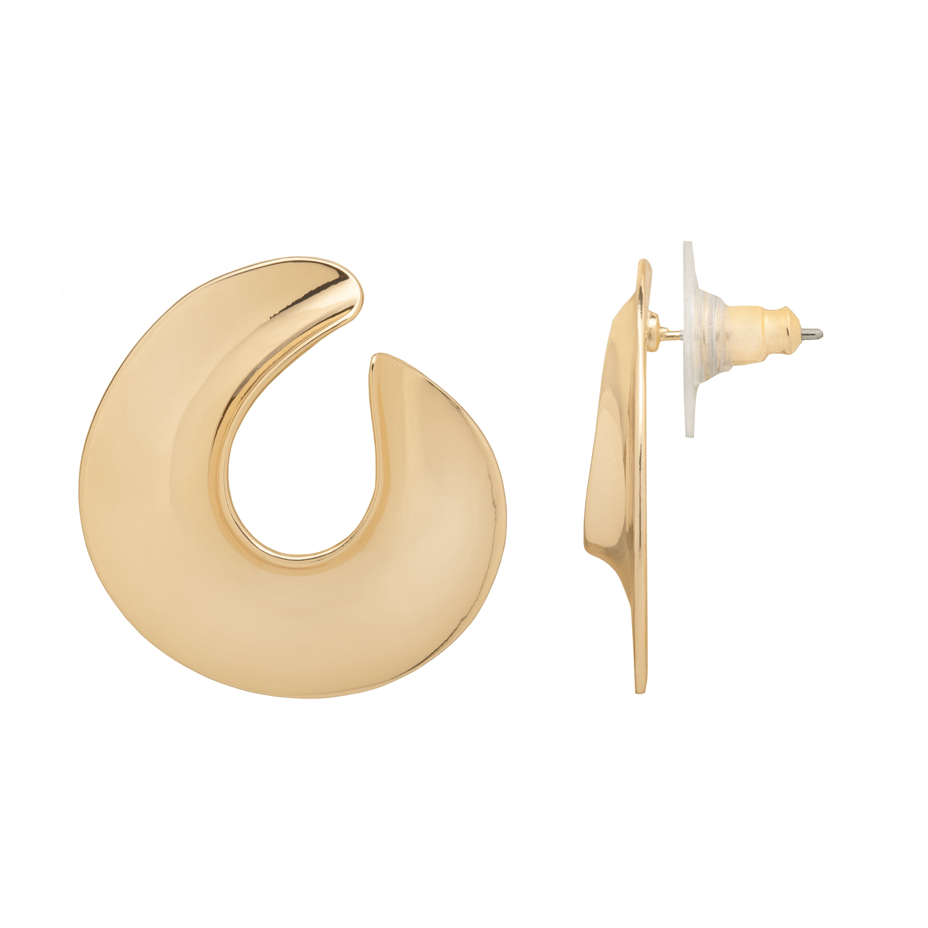Time and Tru Women's Gold Tone Modern Open Hoop Earrings