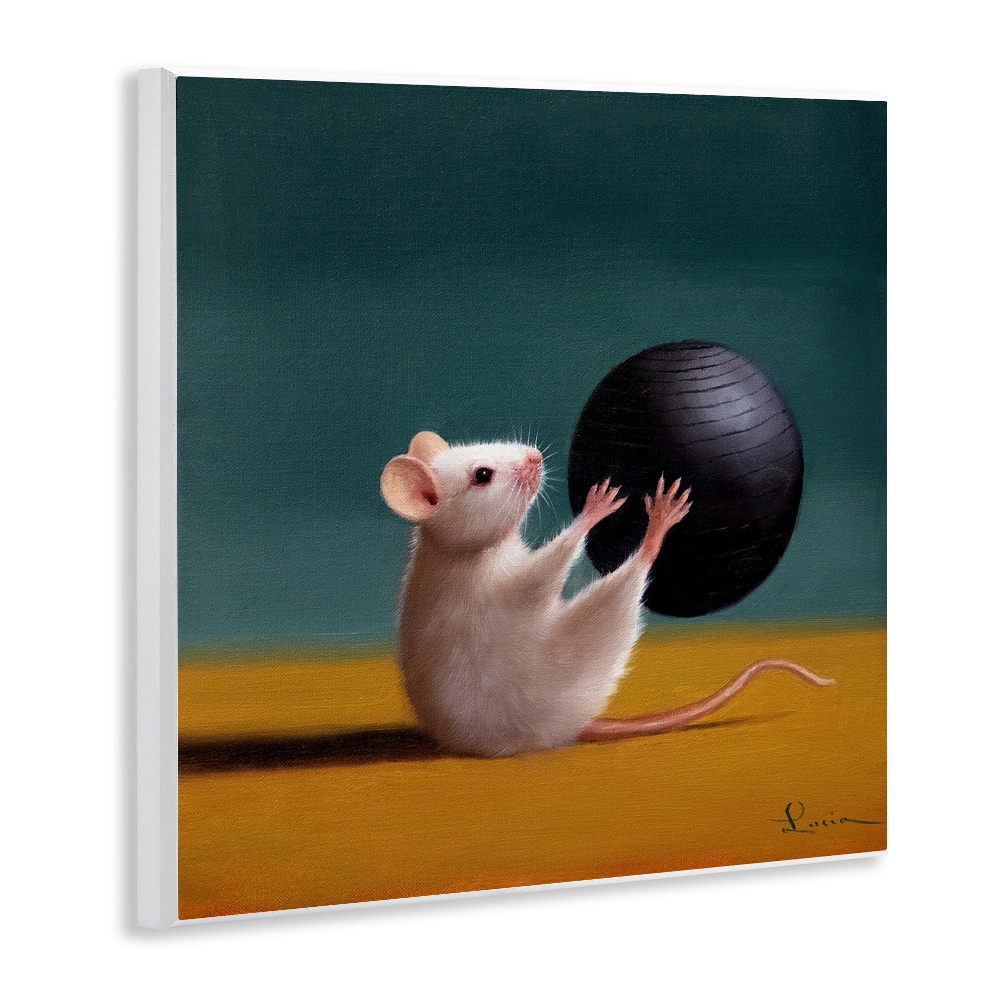 Stupell Industries Mouse with Exercise Ball Animals & Insects Painting Unframed Art Print Wall Art, 12 x 12