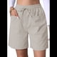 thumbnail image 2 of Pantalones Cortos Casuales Omen con Cordón Ajustable, Cintura Elástica Cómoda, Pantalones Cortos de Verano con Bolsillos, Color Albaricoque M, 2 of 7