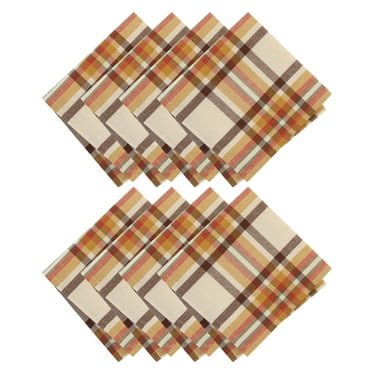 Elrene Russet Harvest Woven Plaid Napkins, Set of 8 - 17x17