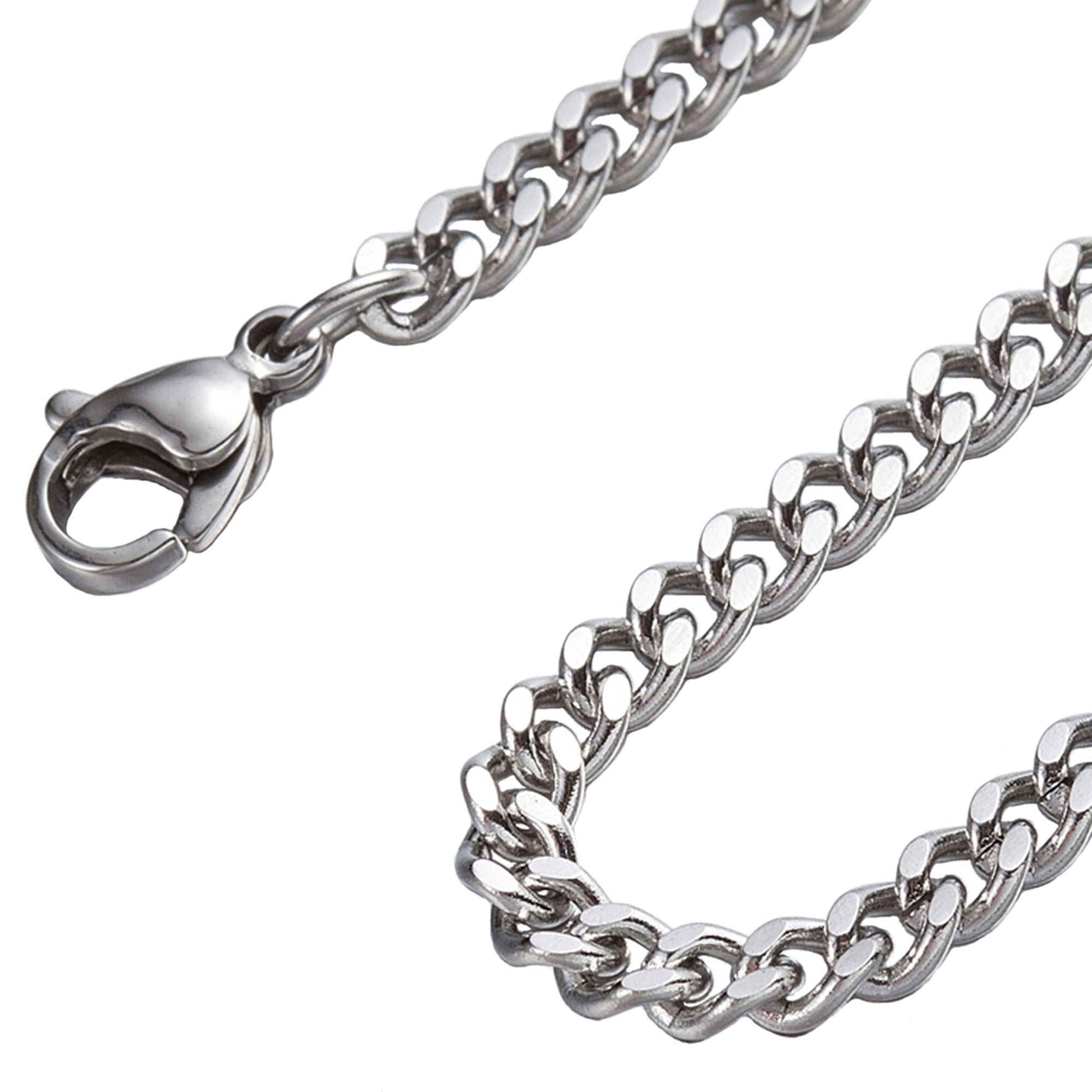 1.8mm3.8mm 16"40" Silver Stainless Steel Curb Chain Necklace