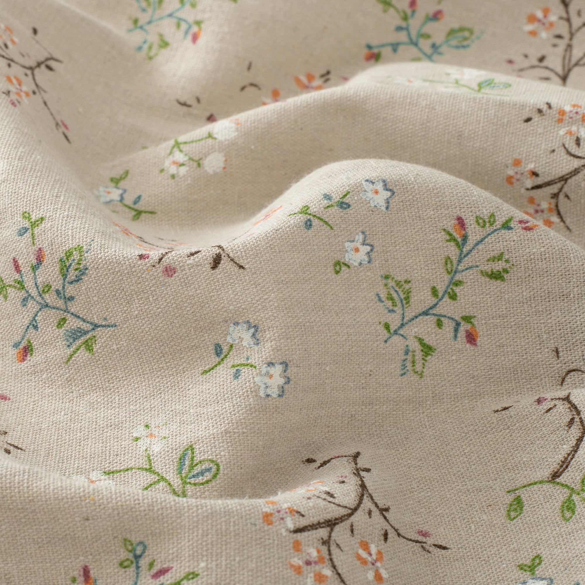 Seasonwood Floral Curtain,Semi-Blackout Linen Curtain for Living Room, 108 Inch Farmhouse Curtain,1 Panel,Beige,52" x 108"