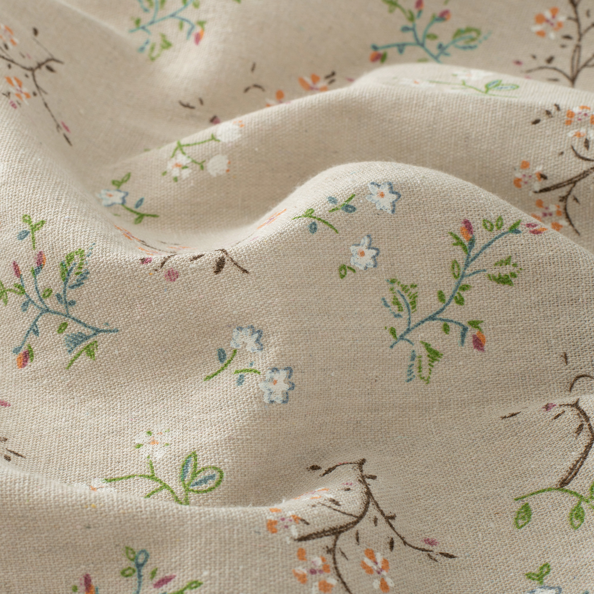 Seasonwood Floral Semi-Blackout Linen Curtain Panel, Beige photo 5