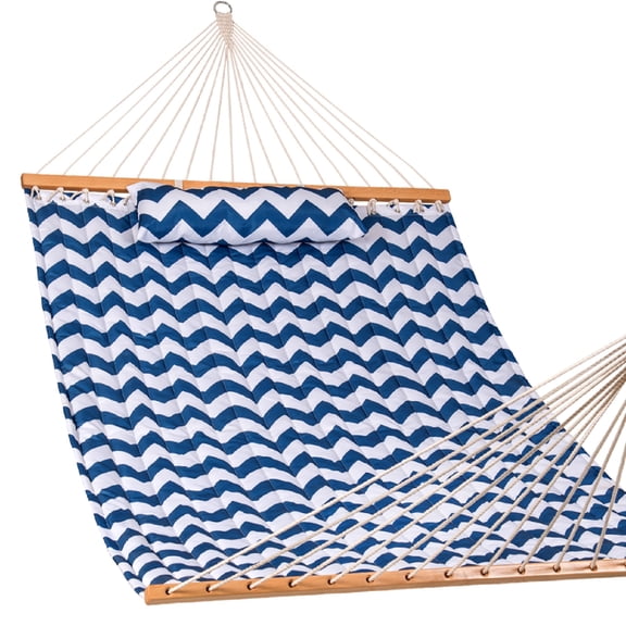 Prime Garden Two Person Hammock 12FT with Pillow for Outdoor,450 lbs Weight Capacity,Blue