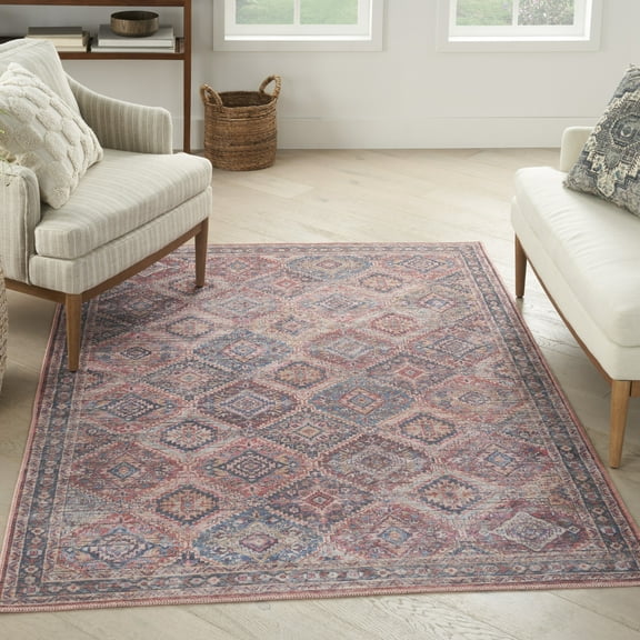Nourison Home Machine Washable Boho Transitional Multicolor 5'3" x 7'3" Area Rug, (5' x 7')