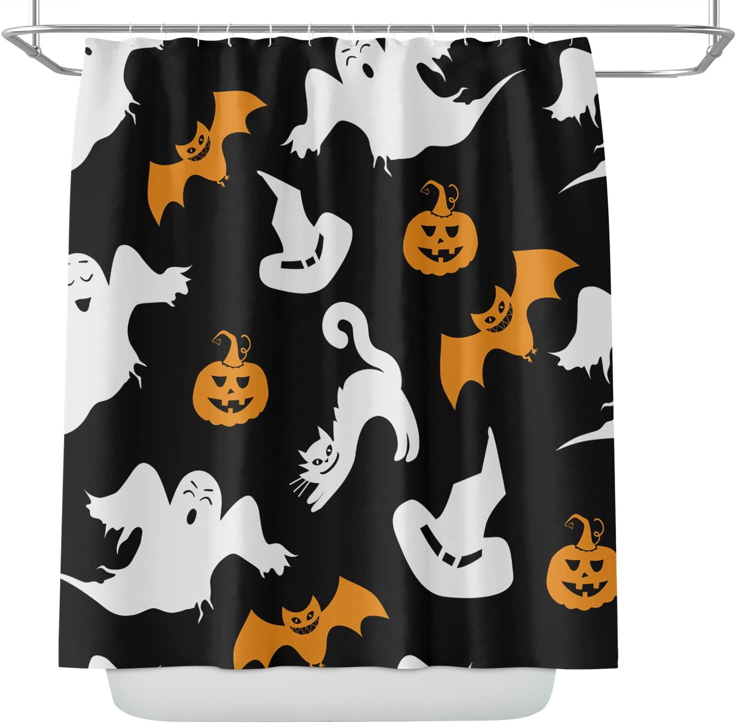 JOOCAR Halloween Spooky Shower Curtain for Bathroom, Black Halloween