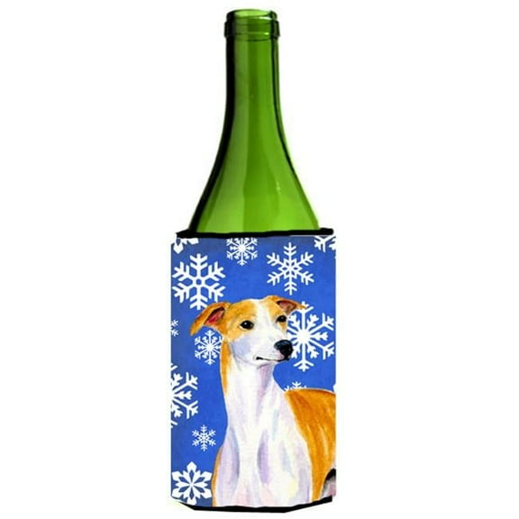 Whippet Winter Snowflakes Holiday Wine bottle sleeve Hugger - 24 oz.