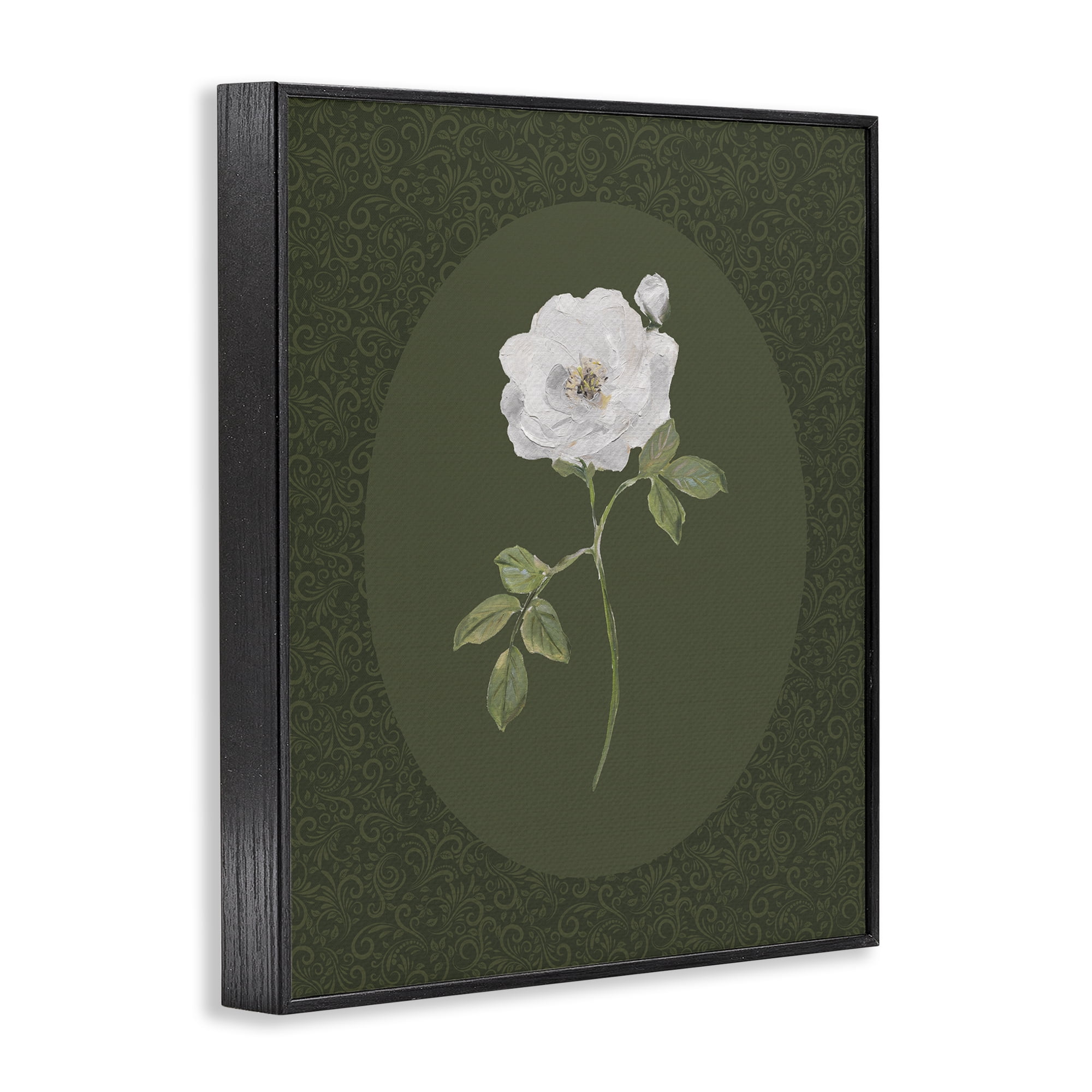 Stupell Industries Emerald & White Oval Rose Black Framed Giclee Art, design by Sally Swatland