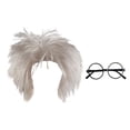 thumbnail image 2 of Peluca de anciano, disfraz de profesor viejo, peluca, cosplay, mascarada, Halloween, rol Peluca y gafas, 2 of 9