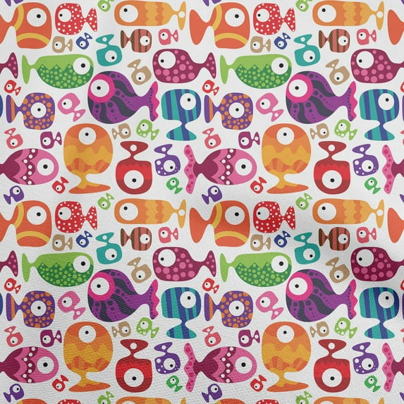 oneOone Velvet Orange Fabric Kids Fish Sewing Craft Projects Fabric Prints By Yard 58 Inch Wide