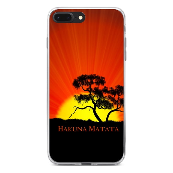 DistinctInk Clear Shockproof Hybrid Case for iPhone 7 PLUS / 8 PLUS (5.5" Screen) - TPU Bumper, Acrylic Back, Tempered Glass Screen Protector - Hakuna Matata