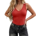 thumbnail image 4 of FUYUDY Women Slim Fit Basic Solid Color Deep V Neck Tank Tops Sleeveless Casual Stretch Soft Comfortable Summer Wear Holiday Ladies Camisole, 4 of 8