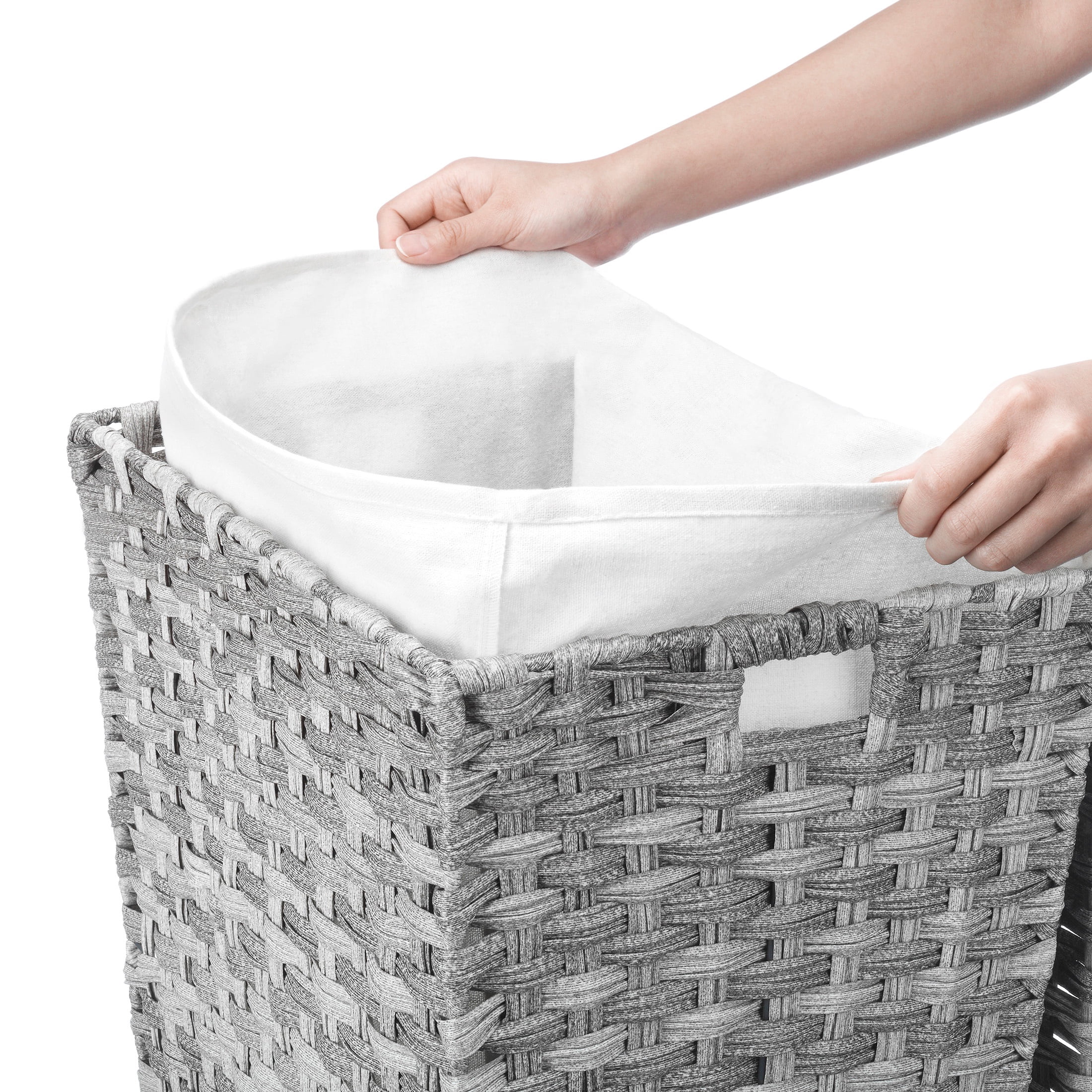 Whitmor Rattique® Laundry Hamper with Lid and Removable Liner - Grey