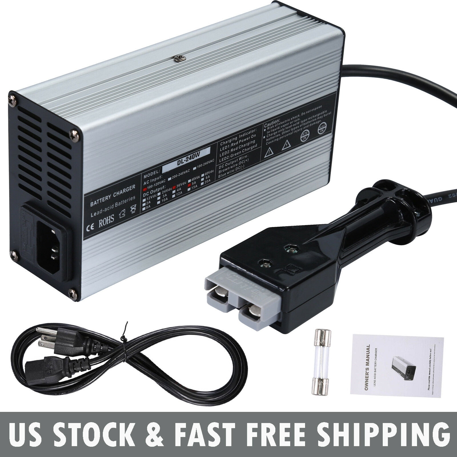 PET-U 36 Volt 5 Amp Golf Cart Battery Charger with SB50 Plug Replacement for EZGO Club Car Star DS TXT Marathon