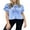 Blue, variant on Michellecmm Women Summer Basic T-Shirt Casual Solid Color/Leopard Print Tie Front Short Sleeve Tops for Streetwear Aesthetic Clothes