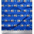 thumbnail image 1 of Soimoi Blue Moss Georgette Fabric Snowman & Snowflake Christmas Decor Fabric Printed Yard 42 Inch Wide, 1 of 5