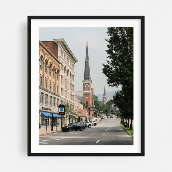 Downtown North Adams 01 - North Adams Massachusetts Photography Black Framed Wall Art Print 16 x 20 inches
