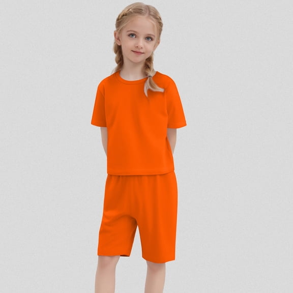 SONGGE Toddler Outfit Sets Kids Baby Boy Girl Solid Color Short Sleeve T Shirt Crewneck Tops Shorts Back To School Cozy Clothes Sets
