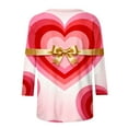 thumbnail image 6 of 2026 Valentines T Shirts for Women Ladies' Round-neck 3/4 Sleeve Loose Top Cute Heart Printed Outfits Romance Date Clothing Soft Casual Shirts, 6 of 6